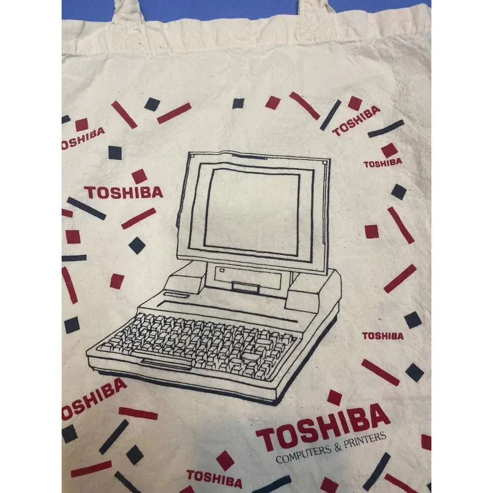 Vintage Toshiba Computers and Printers Graphic Totebag